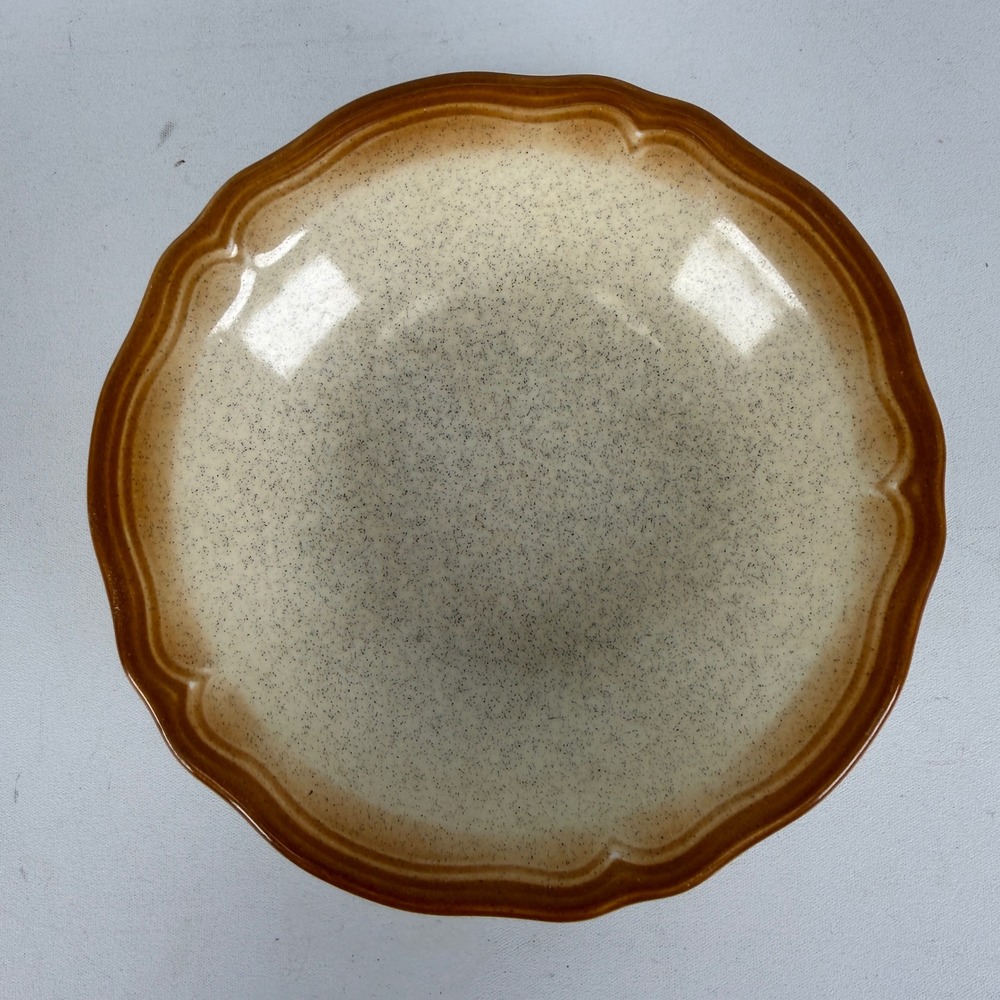 Vintage Ironstone Meadowland Speckled Brown Scalloped Rim Cereal Soup Bowl Japan